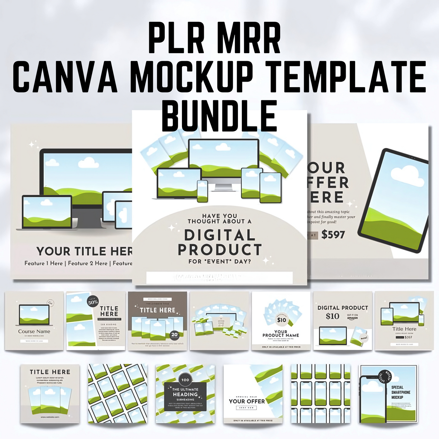 PLR MRR Canva Mockup Template Bundle